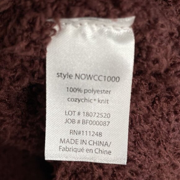 Barefoot Dreams CozyChic Burgundy Open Front Cardigan, S/M - Picture 7 of 7
